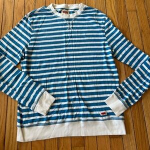 Levi’s Striped Long Sleeve Pullover Sweater Women’s Large Blue White Nautical